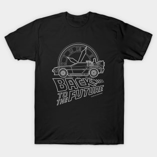 Delorean Clock Tower Lineart T-Shirt